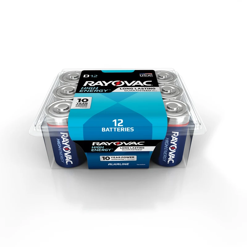 High Energy Alkaline D Cell Batteries, 12 Pack
