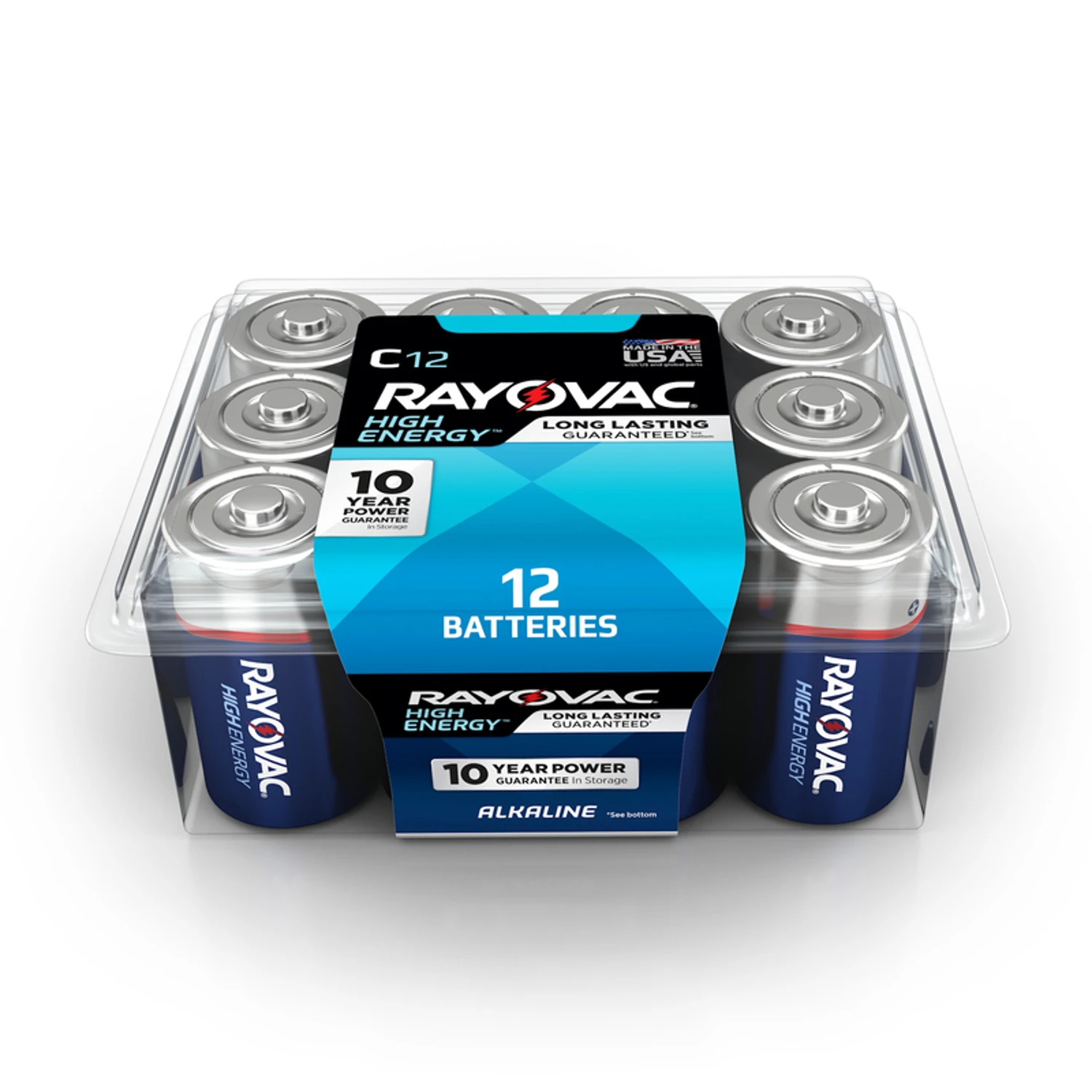 High Energy Alkaline C Cell Batteries, 12 Pack