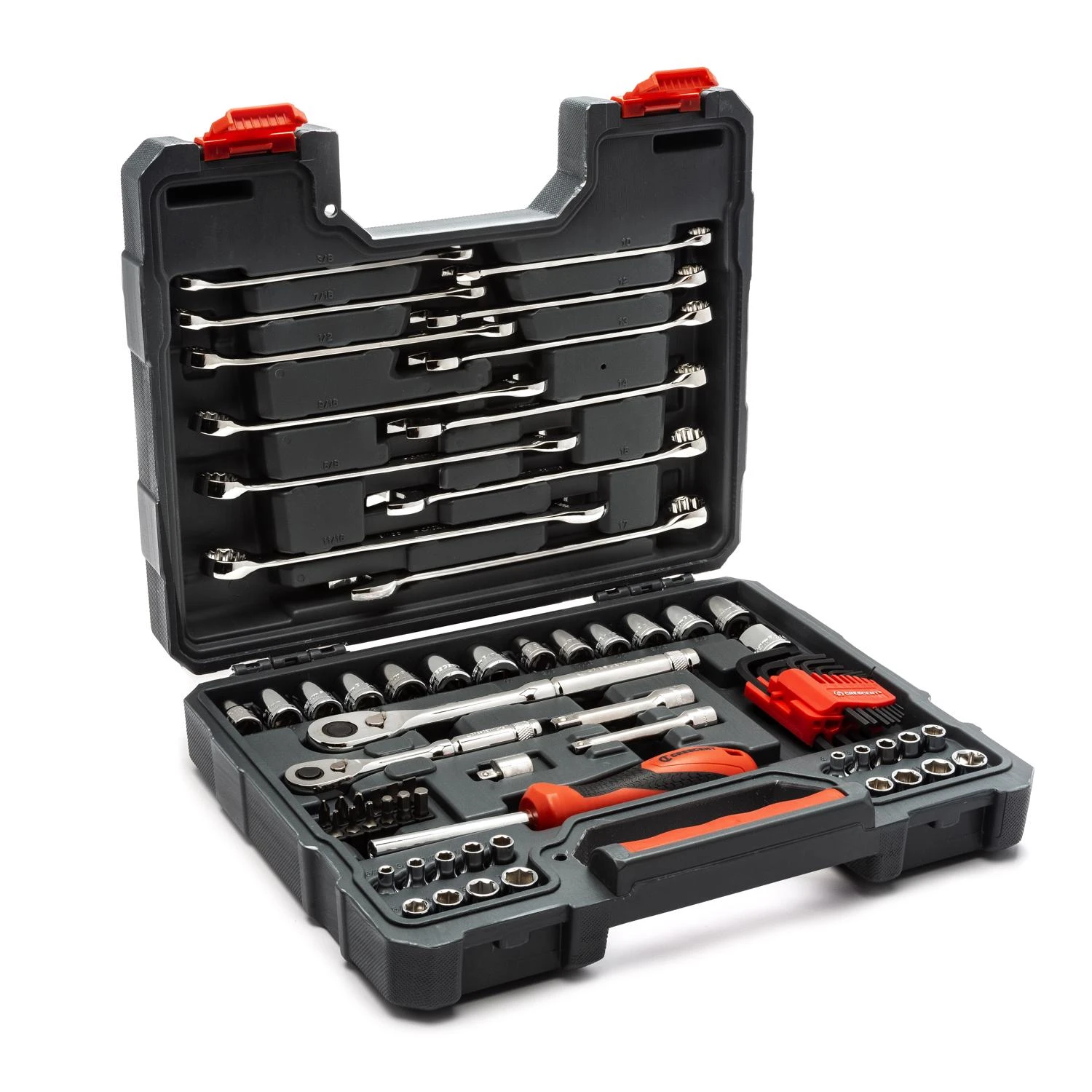 3/8 In. Drive Metric And Sae 6 And 12 Point Mechanic's Tool Set 70 Pieces