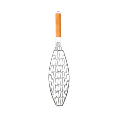 Grill Fish Basket, Flexible Non-Stick Wire, Brushed Nickel, 22-In.
