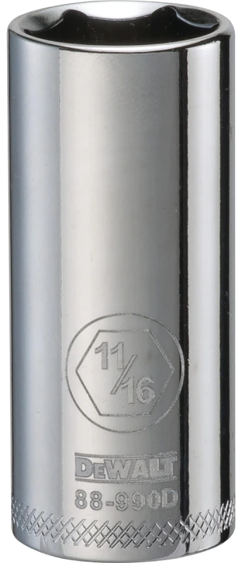 SAE Socket, Deep, 6-Point, 11/16 In., 3/8 In. Drive