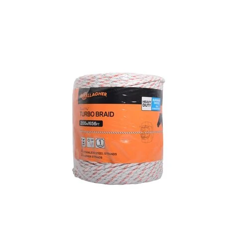 Electric Fence Turbo Equibraid, Ultra White, 1/8-In. x 656-Ft.