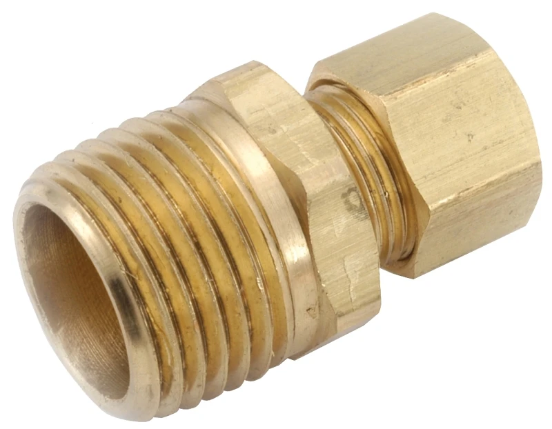 Pipe Fitting, Connector, Lead Free Brass, 1/4 Compression x 3/8 In. MPT