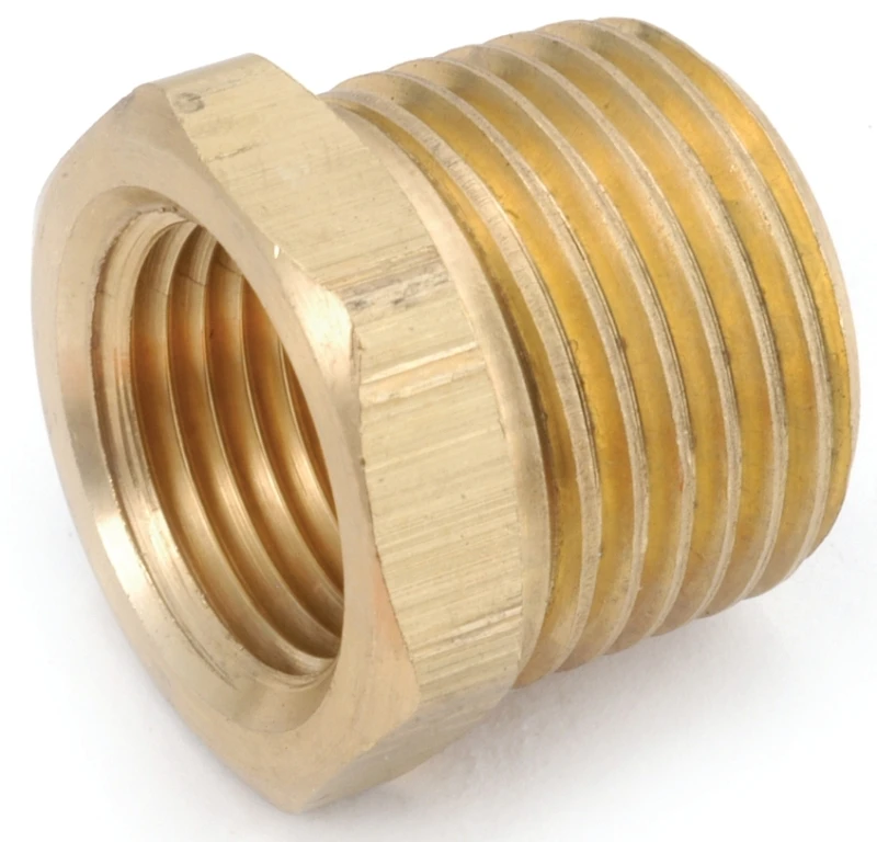 Pipe Fitting, Brass Hex Bushing, Lead Free, 1/4 x 1/8 In.