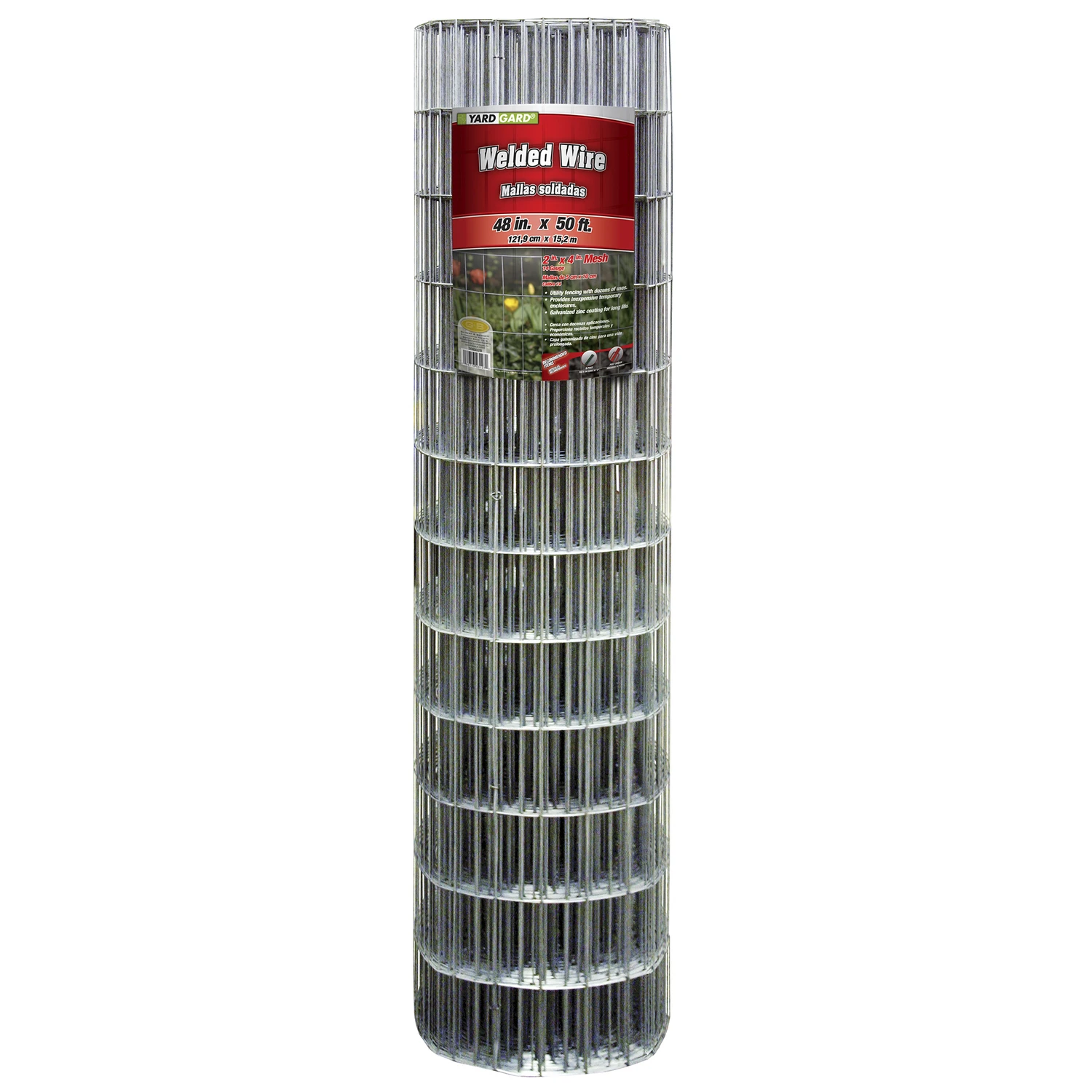 Galvanized Welded Wire Mesh Fence, 4 x 2-In. Mesh, 14-Ga., 48-In. x 50-Ft.