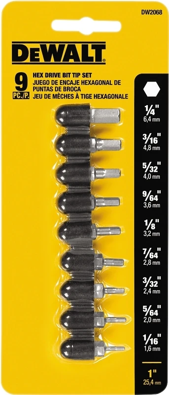 9-Pc. Hex Bit Tip Set