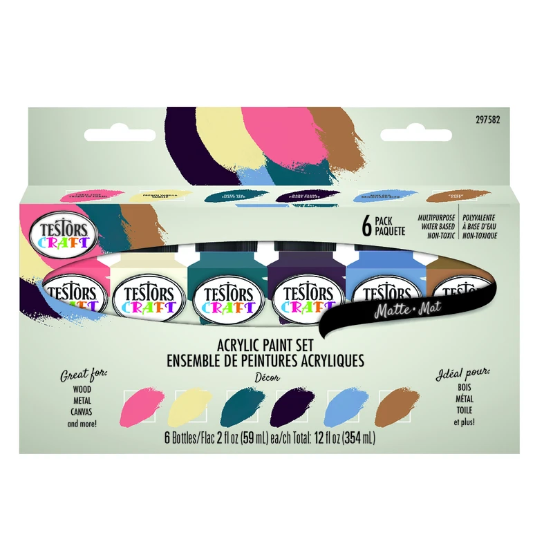 Acrylic Craft Paint Set, Matte, 2-oz., 6-Pk.