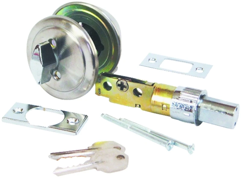 RV Entrance Deadbolt, 2-3/8 In., Brushed Stainless Steel