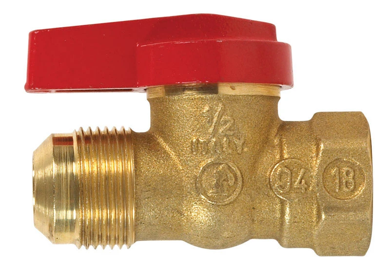 Gas Ball Valve, Forged Brass, 15/16 x 1/2 In.