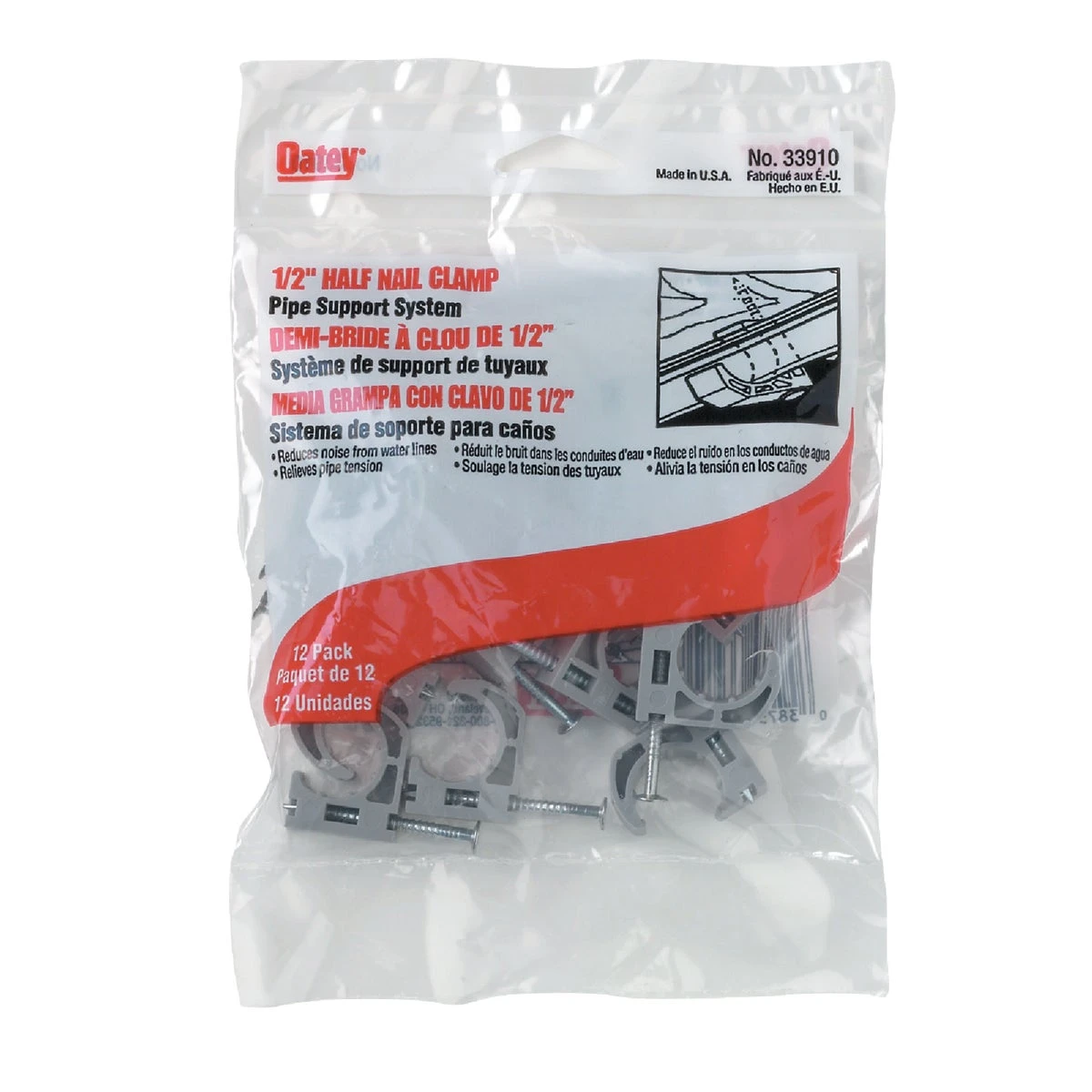 Pipe Hanger Half Clamps, Plastic, 1/2 In., 12-Pk.