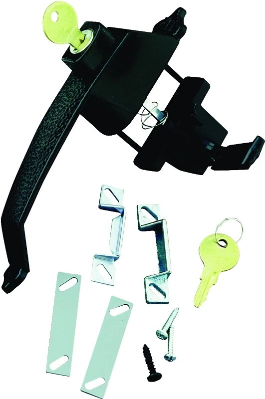 Screen & Storm Door Lock, Out Swinging, Push-Button, Colonial Black