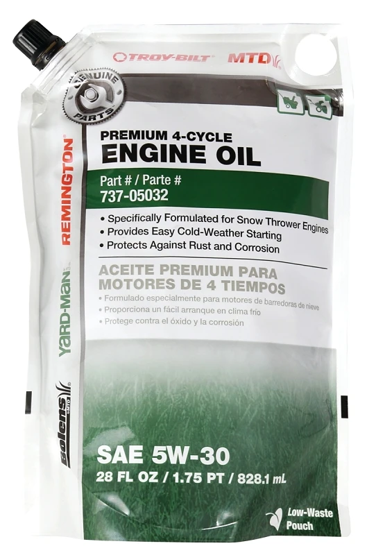 MTD SAE 5W30 Premium 4-Cycle Snowthrower Oil, 28 oz.