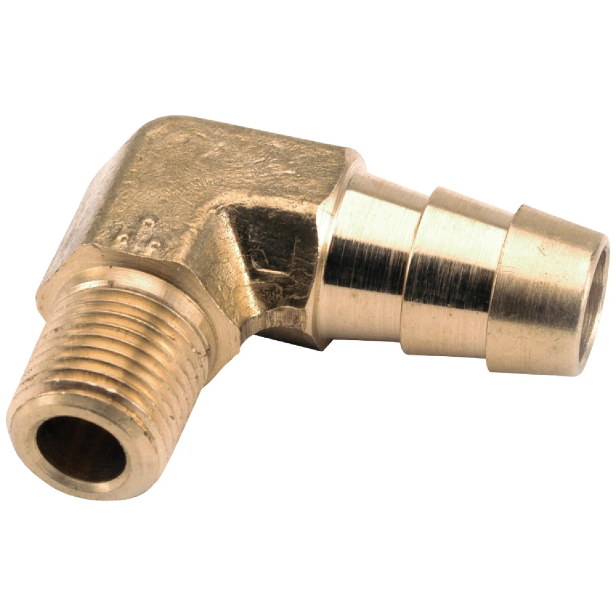 Pipe Fitting, Barb Insert Elbow, 90-Degree, Lead Free Brass, 1/2 Hose x 3/8 In. MPT