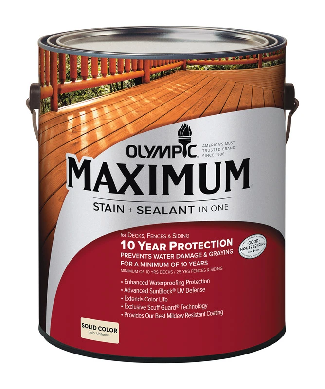 Maximum Deck, Fence & Siding Stain & Sealant, Exterior, Acrylic, Navajo Red, 1-Gallon