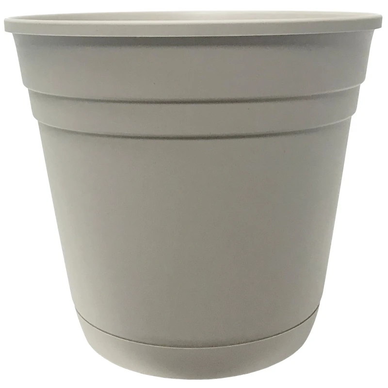 Riverland Planter With Saucer, Taupe Resin, 16 In.