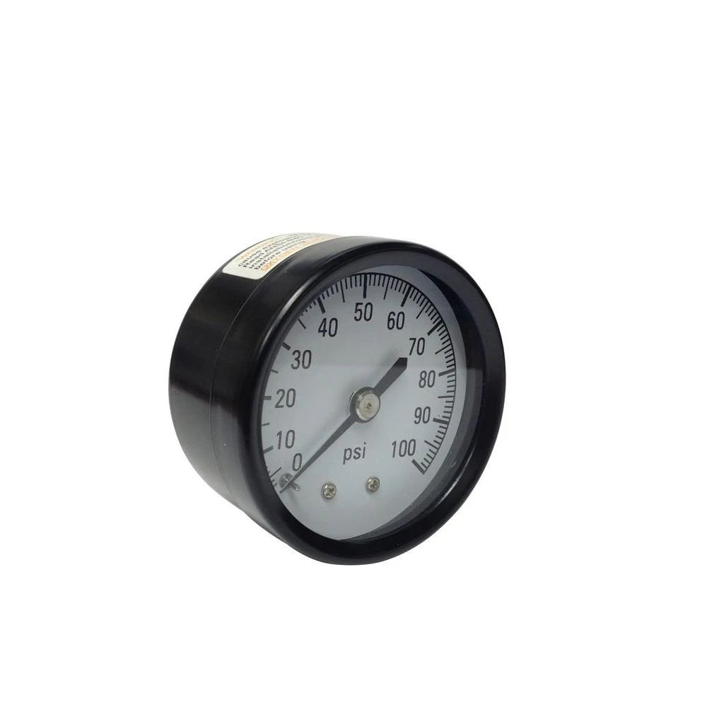Water Pressure Tank Gauge, .125-In. Back Mount, 100-Lbs.