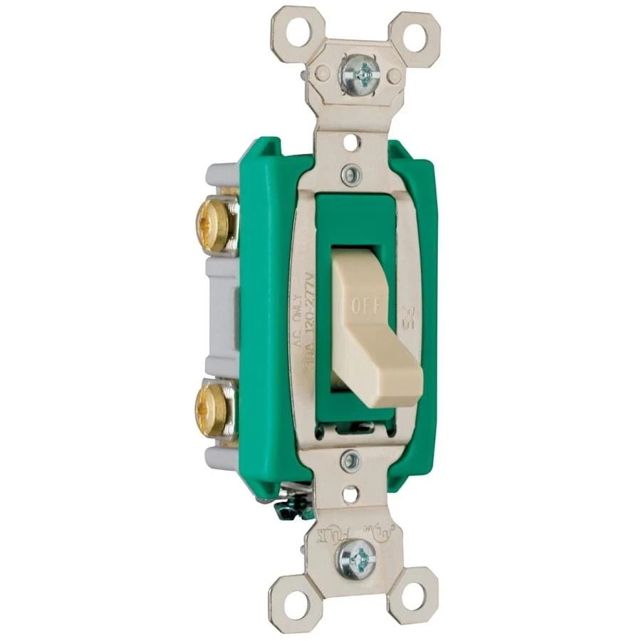 Pass & Seymour Toggle Switch, Double Pole, Ivory, 120/277-Volt, 30-Amp