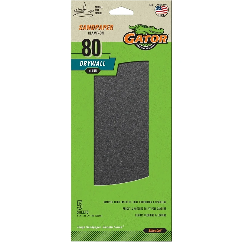 Drywall Paper, Medium Grit, 4-3/8 x 11-In., 5-Pk.