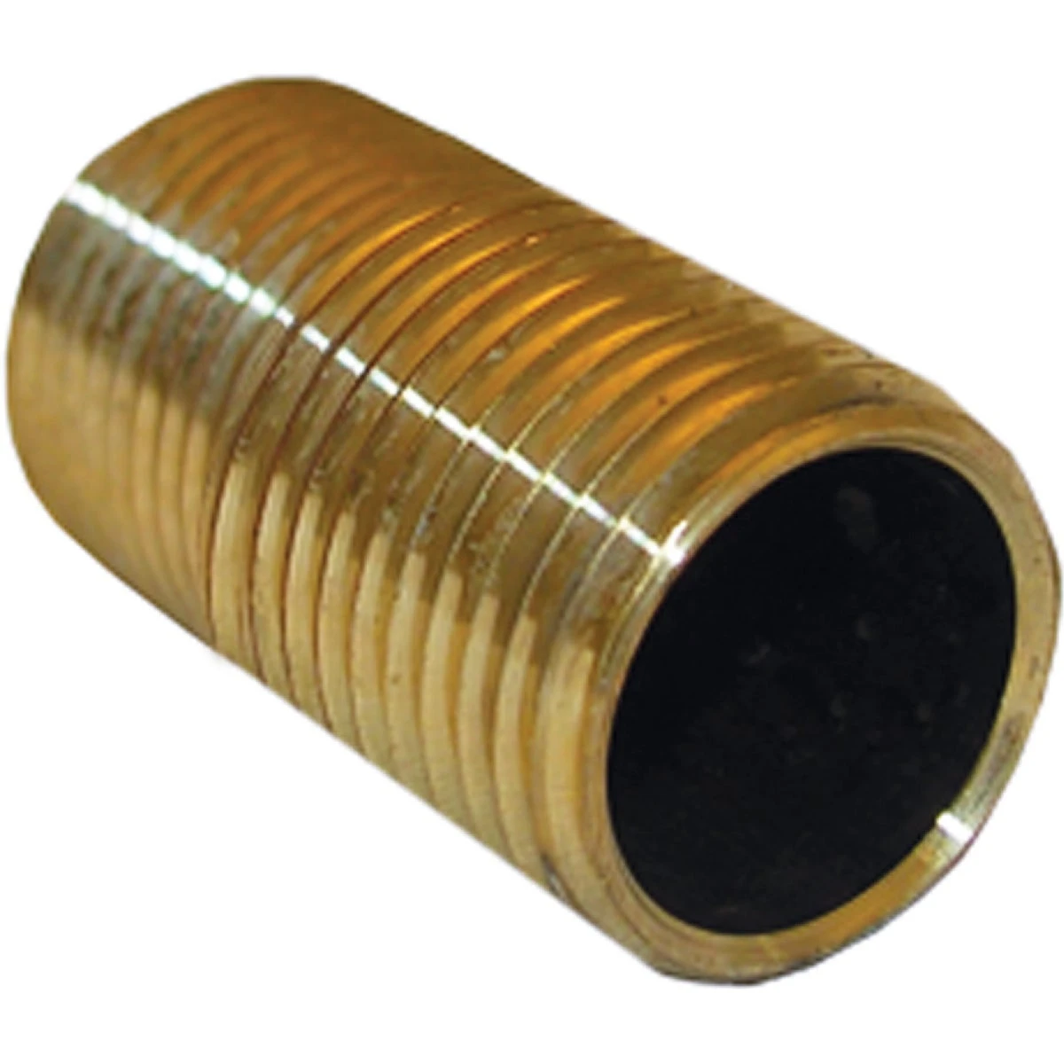 Pipe Fitting, Brass Nipple, Lead Free, 1/2 MPT x 1-1/8 In. Close