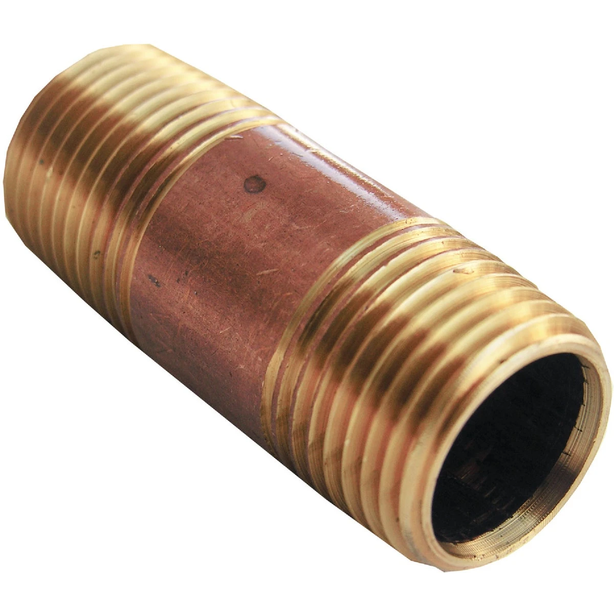 Pipe Fitting, Brass Nipple, Lead Free, 1/2 MPT x 2 In.