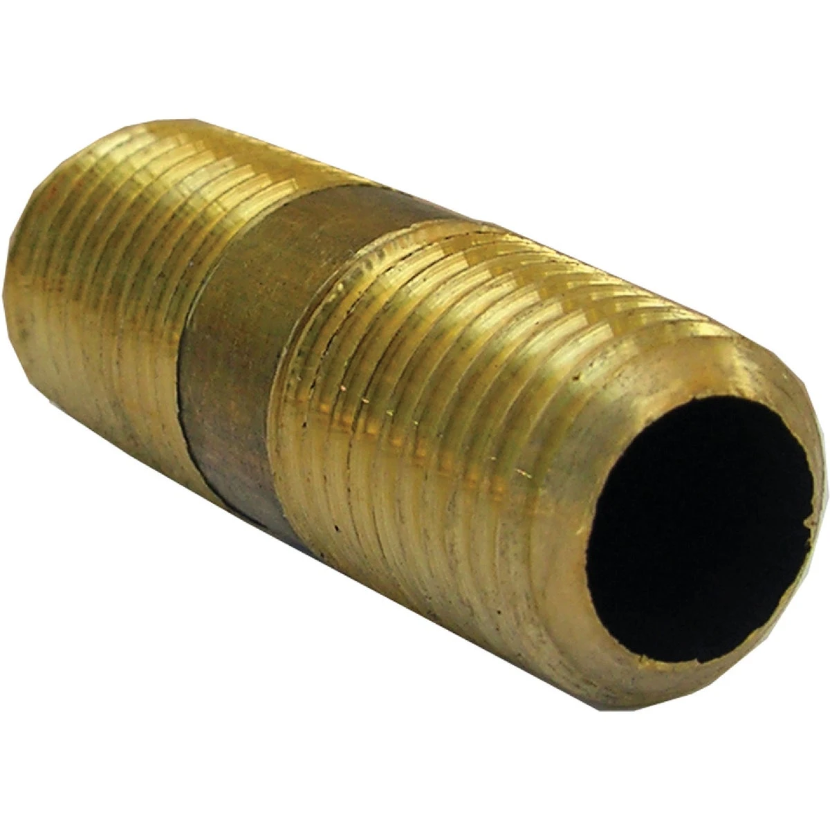 Pipe Fitting, Brass Nipple, Lead Free, 1/4 MPT x 1-1/2 In. Short