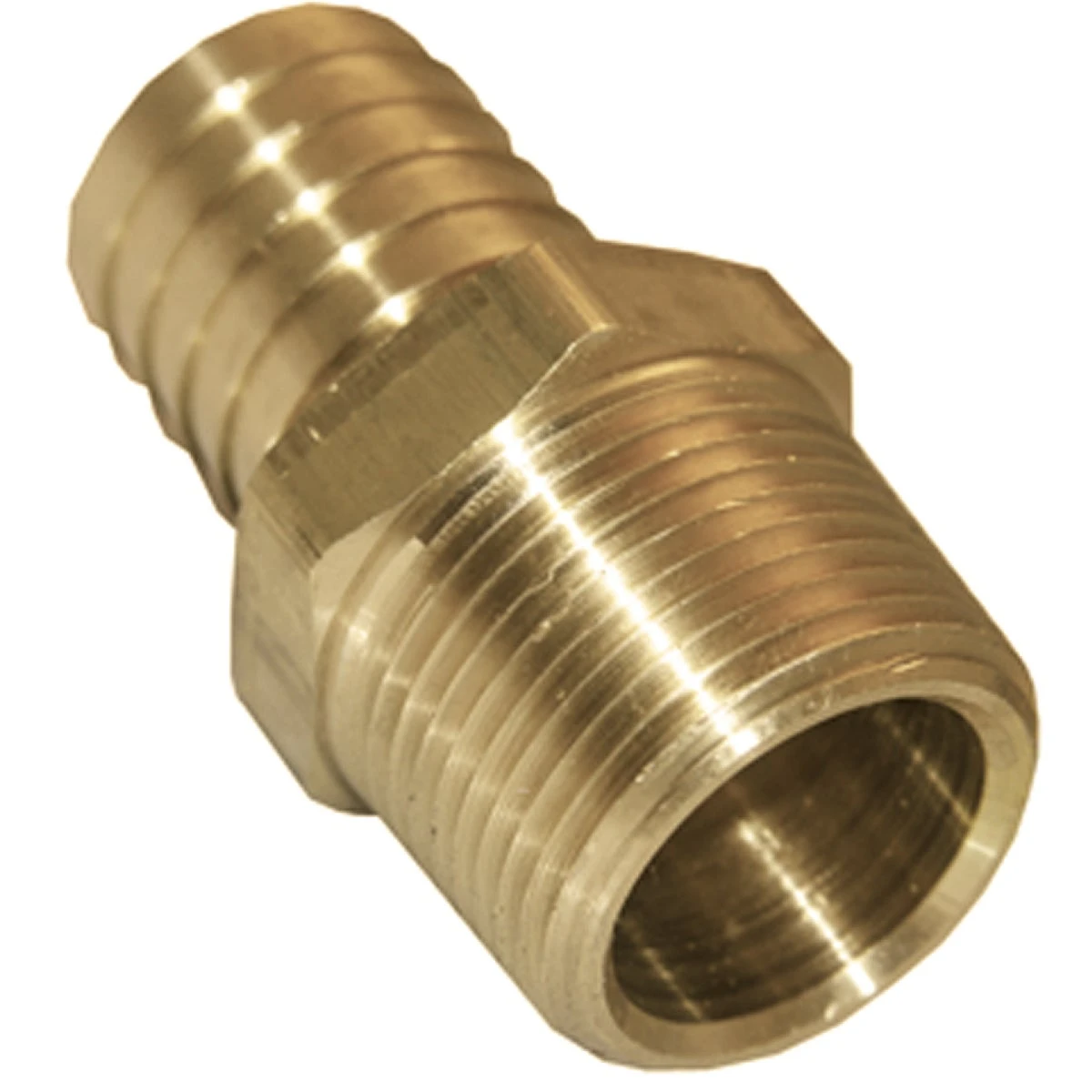 Pipe Fitting, Hose Barb Adapter, 1/4 MPT x 3/8 In. Brass