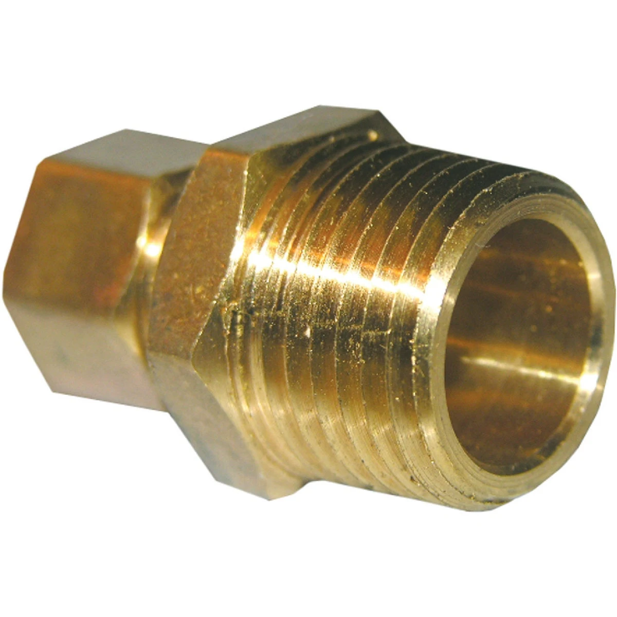 Adapter, Brass, Compression, Male, 3/8 x 1/2 In.