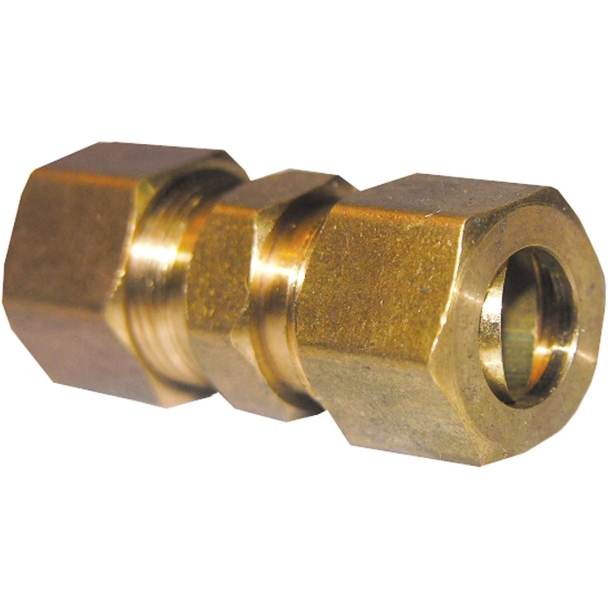 Pipe Fitting, Compression Union, Brass, 3/8 x 1/4 In.