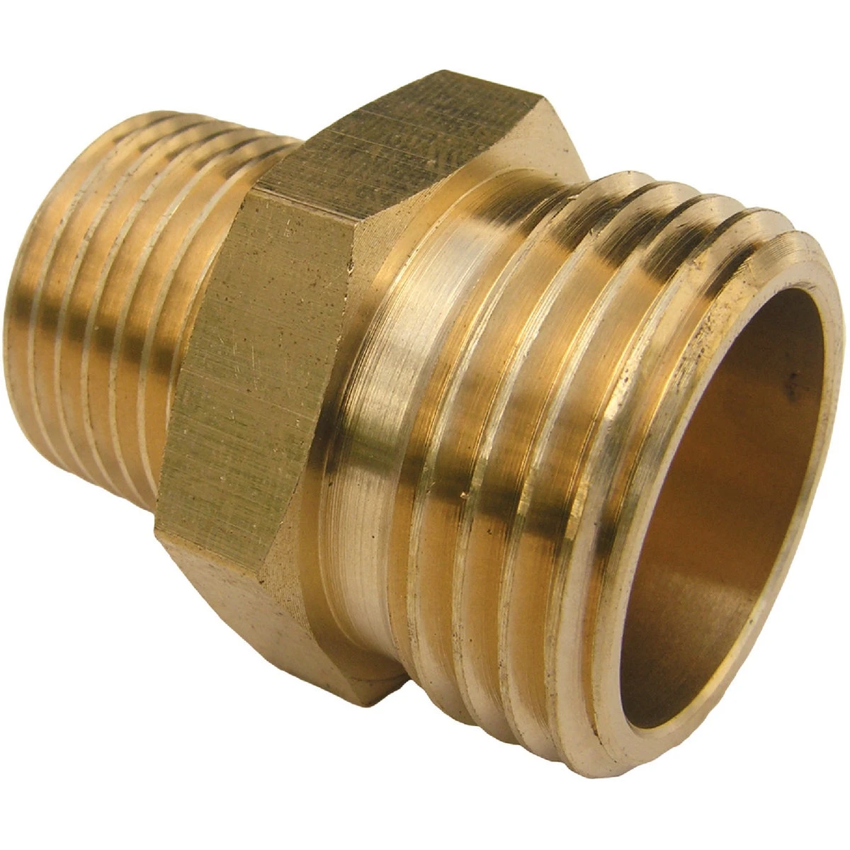 Garden Hose Brass Adapter, 3/4 MGH x 1/2 In. MPT