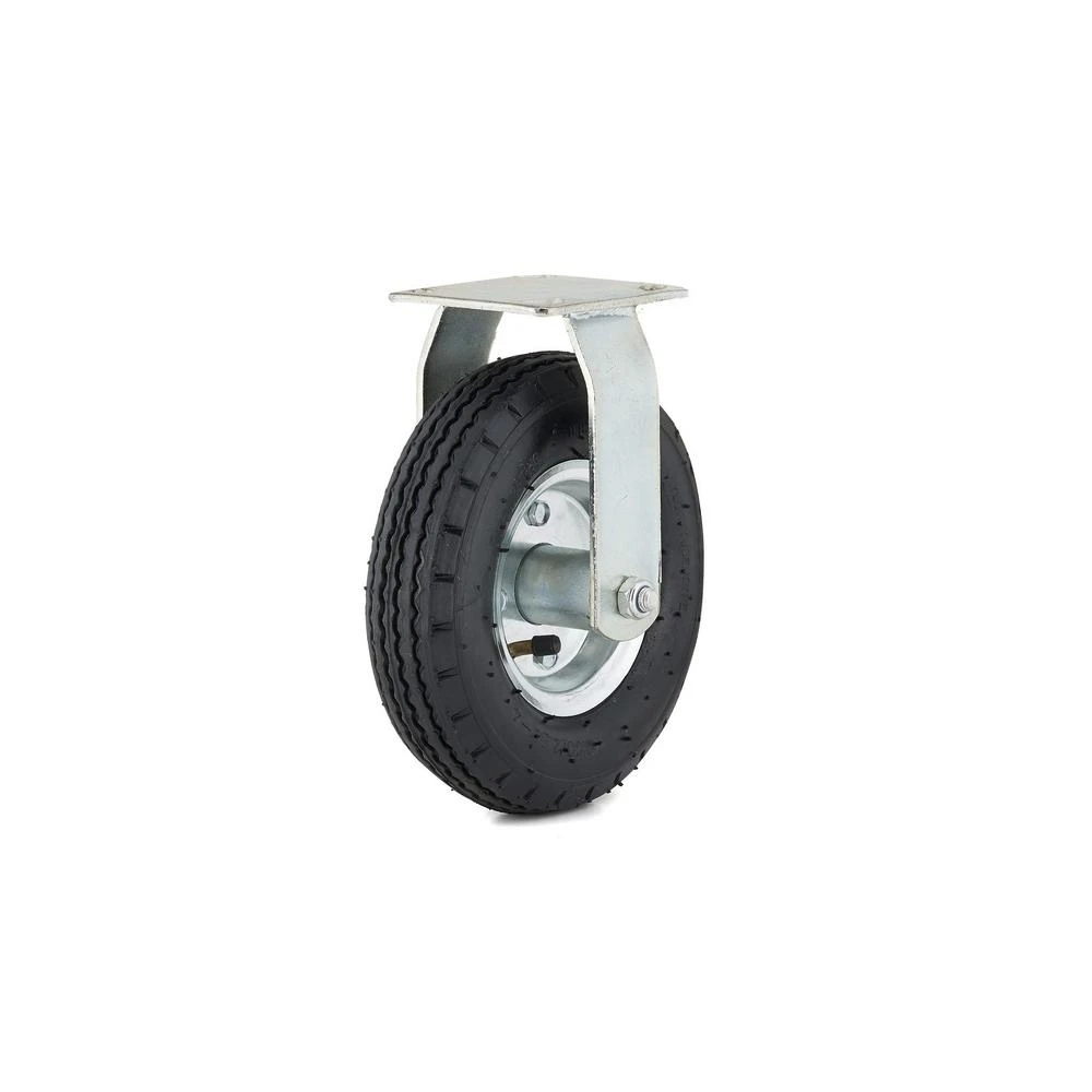 Rigid Caster, Pneumatic Wheel, 8 In.
