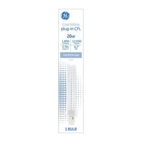 CFL Bulb, Cool White, 2-Pin G24D-3 Base, 26 Watt, 6.8 In.