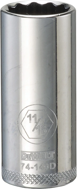 SAE Socket, Deep, 12-Point, 11/16 In., 3/8 In. Drive