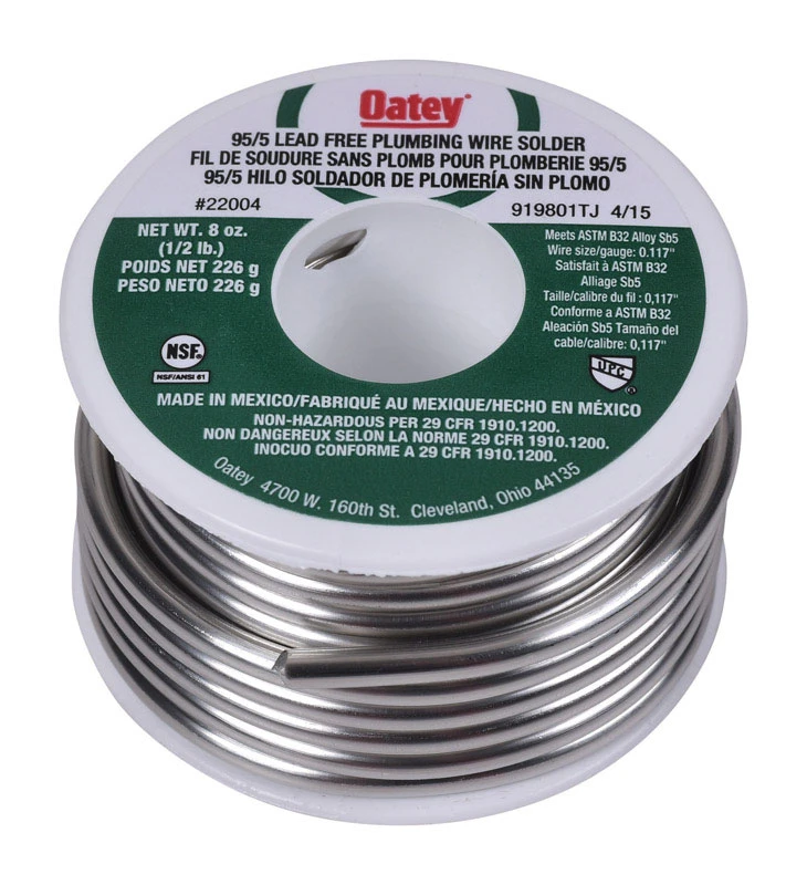 8 Oz Lead-free Plumbing Wire Solder Tin/antimony 95/5 For Potable Water Applications