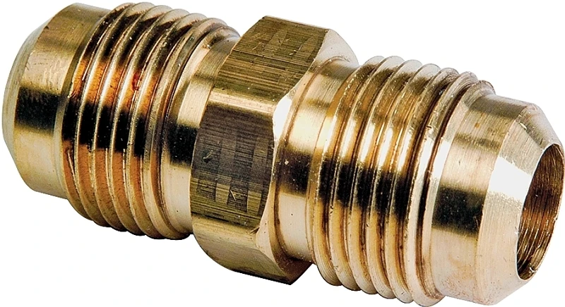 Brass Flare Gas Union, 3/8 In. OD Tube x 9/16-24 Fine Thread