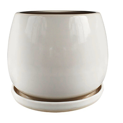 8 In. Artisan Planter, Ceramic, Cream White