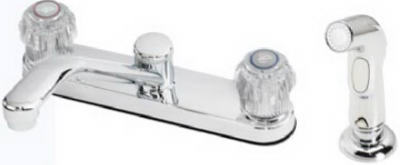 Kitchen Faucet With Spray, 2 Acrylic Handles, Chrome Finish