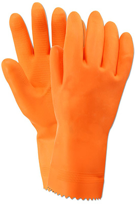 Flock-lined Stripping Latex Glove, Orange, 13-inch, Medium Size, Model 714tm