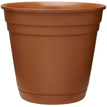 Riverland Planter With Saucer, Terra Cotta Resin, 10 In.