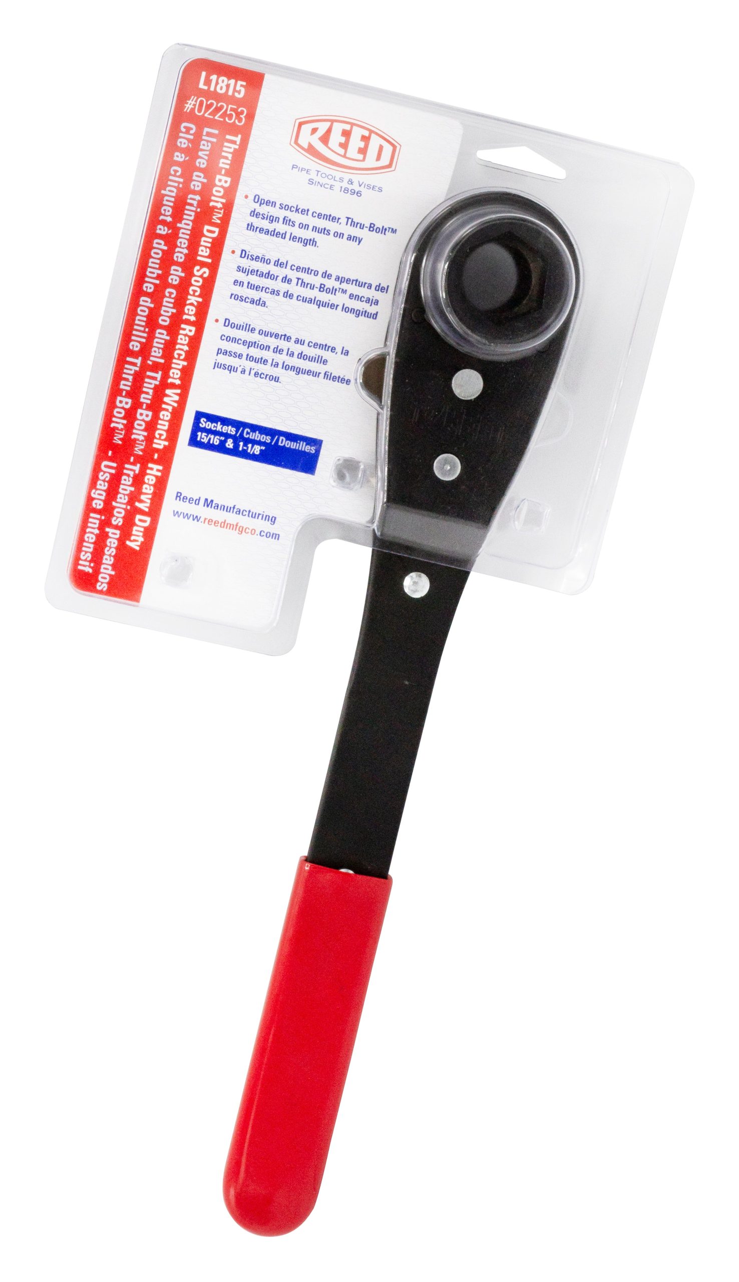 REED 02253 L1815 Heavy Duty Thru-Bolt Dual Socket Ratchet Wrench, 15/16 and 1-1/8-Inch
