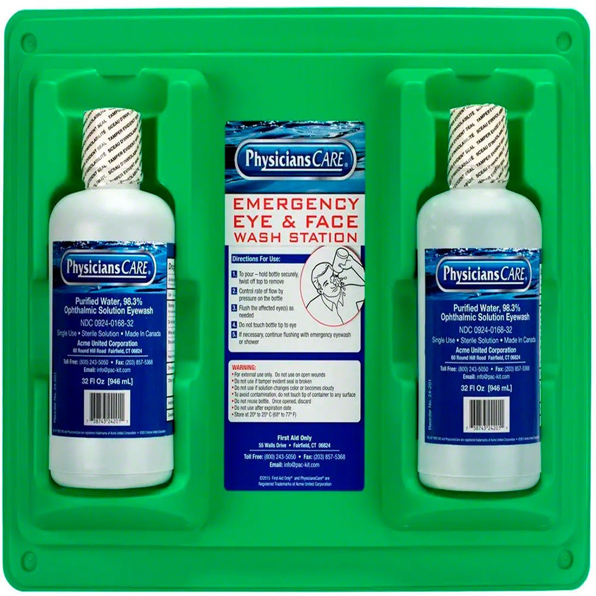 Double Eyewash Wall Station - Two 32 Oz. Bottles