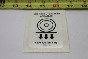Genie Lift Part # 82570GT - DECAL 1206LBS/547KG, EA