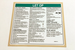 Genie Lift Part # 82283DUGT - DECAL,NOTICE,OPERATING INST.IC, EA