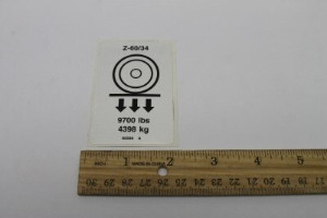 Genie Lift Part # 82590GT - DECAL,LABEL,WHEEL LOAD Z-60, EA
