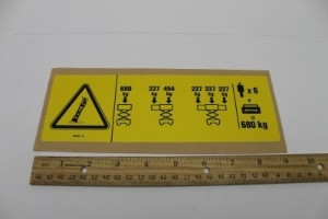 Genie Lift Part # 82822GT - DECAL,DANGER,MAX CAP,5390 ANSI, EA