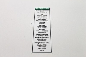 Genie Lift Part # 97603GT - DECAL,NOTICE,PERKINS ENGINE,T2, EA
