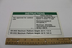 Genie Lift Part # 82307GT - DECAL,INSTR,INDOOR,AUS-26/3232, EA