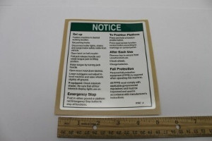 Genie Lift Part # 97847GT - DECAL,OPERATING INST,GND***, EA