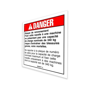 Genie Lift Part # 82686FRGT - DECAL,DANGER,TIP-OVER,HI-CAP, EA
