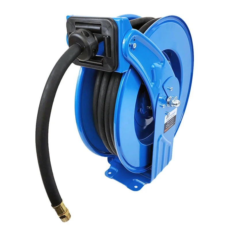 M3 Industrial Grade Air/Water Hose Reel Dual Pedestal Construction 300 PSI Shop and Truck Mount Duty 1/2 Inch x 50 FT | M3D-AW-5050