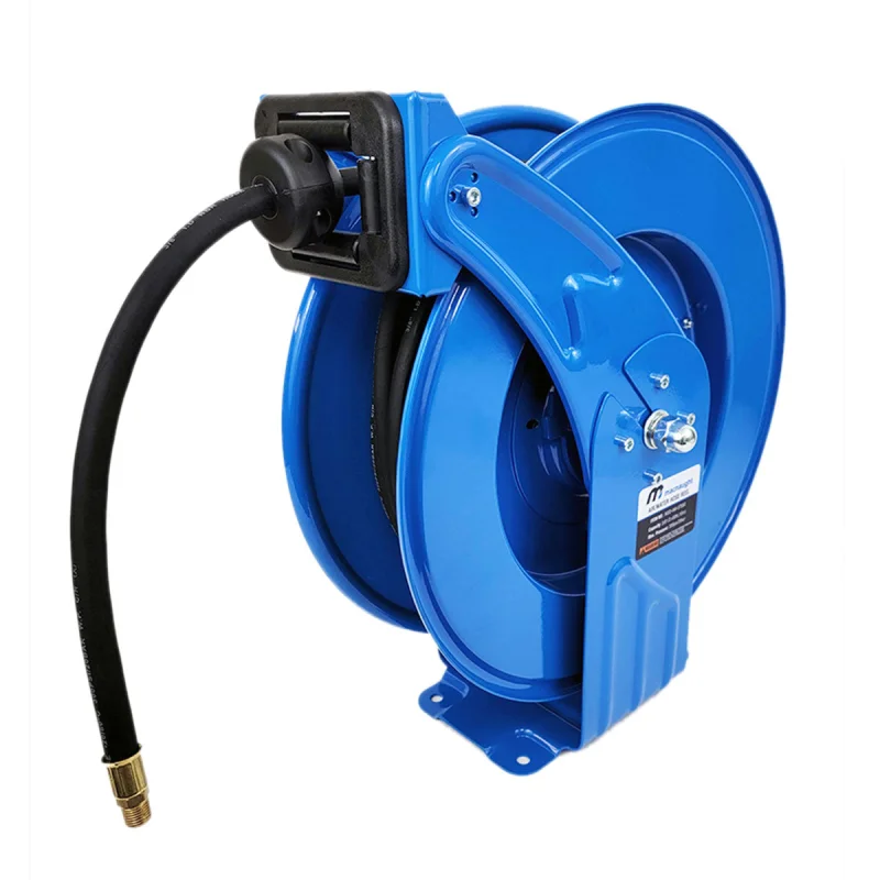M3 Industrial Grade Air/Water Hose Reel Dual Pedestal Construction 300 PSI Shop and Truck Mount Duty 3/8 Inch x 50 FT | M3D-AW-37550